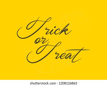 Trick or Treat typography text. Trick or Treat typography with spiderweb for greeting, poster,banner, flyer and card.Halloween card.