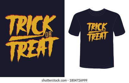 "Trick or treat" typography vector Halloween t-shirt design.