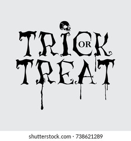 Trick or treat typography. Vector illustration with web and spider.