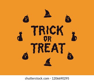 trick or treat. trick or treat typography. trick or treat vector text. hand lettering. creative calligraphy and lettering. trick or treat font