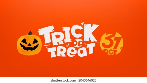 Trick or treat vector banner with inscription and pumpkin 