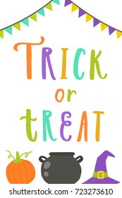 Trick or treat. Vector cartoon Halloween illustration.