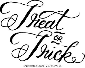 Trick or treat vector graphic illustration. Beautiful Happy Hallloween calligraphy. Good for printed greeting cards, social media, flyers, billboards, t-shirt designs, etc.