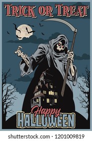 Trick or Treat Vector Illustration Halloween Poster