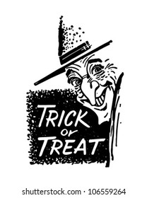 Trick Or Treat Witch - Retro Clipart Banner