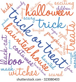 Trick Or Treat Word Cloud On a White Background. 