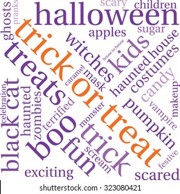 Trick Or Treat Word Cloud On a White Background. 