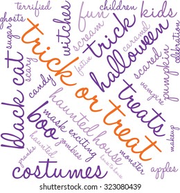 Trick Or Treat Word Cloud On a White Background. 