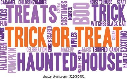 Trick Or Treat Word Cloud On a White Background. 