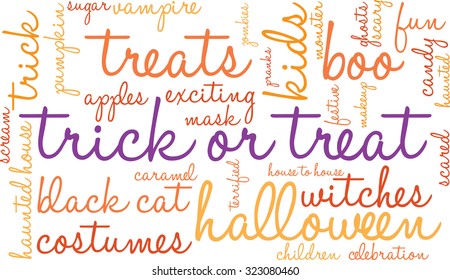 Trick Or Treat Word Cloud On a White Background. 