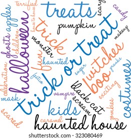 Trick Or Treat Word Cloud On a White Background. 
