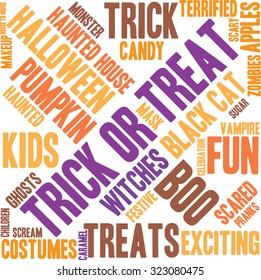 Trick Or Treat Word Cloud On a White Background. 