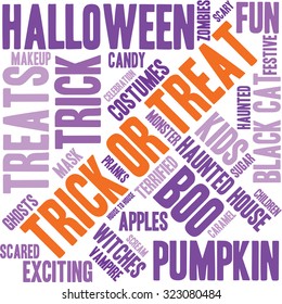 Trick Or Treat Word Cloud On a White Background. 