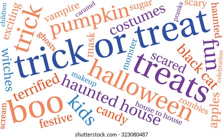 Trick Or Treat Word Cloud On a White Background. 