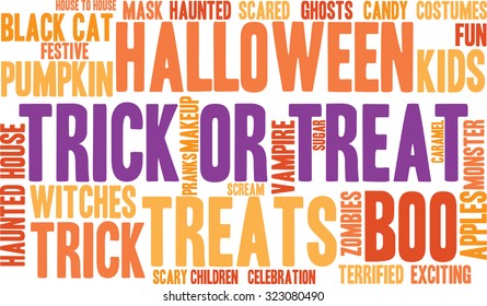 Trick Or Treat Word Cloud On a White Background. 