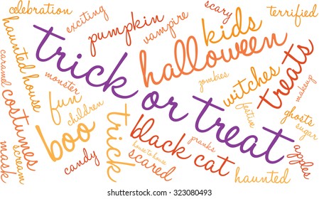 Trick Or Treat Word Cloud On a White Background. 