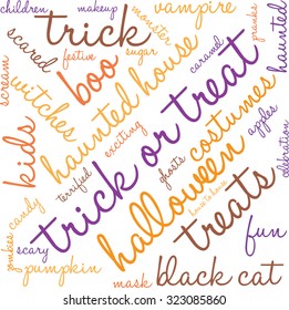 Trick Or Treat Word Cloud On a White Background.