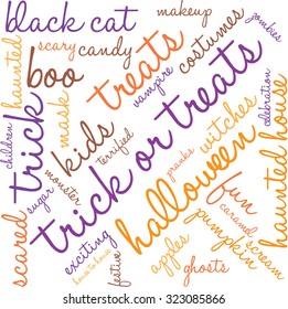 Trick Or Treat Word Cloud On a White Background.