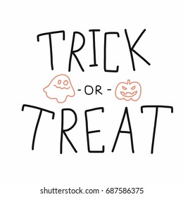 Trick or Treat word handwriting doodle style vector illustration