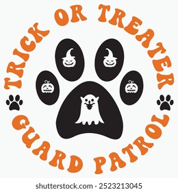 Trick or treater guard patrol retro t shirt design vector sublimation