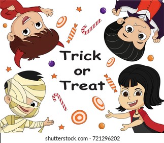 Trick or treat.Halloween poster background card.Vector and illustration.