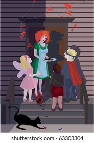 Trick or treating on Halloween