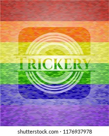 Trickery on mosaic background with the colors of the LGBT flag