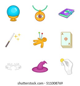 Tricks icons set. Cartoon illustration of 9 tricks vector icons for web