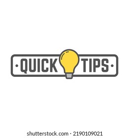 Tricks and quick tips label. Tricks text and helpful advices quick tips vector illustration. Suggestion and reminder info