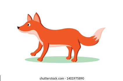 Tricky fox flat cartoon character. Forest animal personage, isolated on white