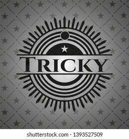 Tricky realistic black emblem. Vector Illustration. Detailed.