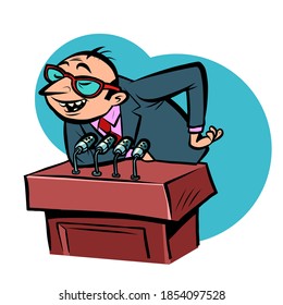 tricky speaker man on the podium comics illustration drawing