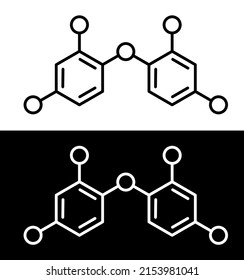 Triclosan Molecular Formula Icon. Endocrine, Disruptor Concept. Antibacterial And Antifungal Agent Poster Flat Vector Illustration.