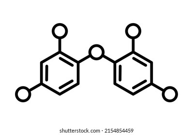 Triclosan Molecular Formula Icon. Endocrine, Disruptor Concept. Antibacterial And Antifungal Agent Poster Flat Vector Illustration.