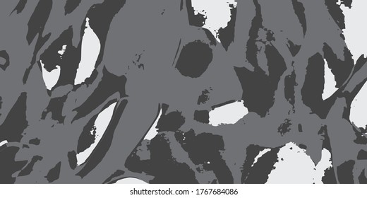 Tricolor abstract vector background of thick brushstroke effect in white, black and gray.