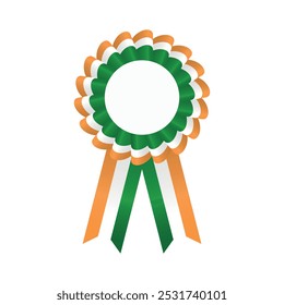 Una insignia de premio tricolor en verde, blanco y naranja, que simboliza el orgullo o reconocimiento nacional, como el color de la bandera india, perfecto para temas patrióticos o de celebración.