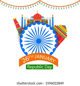 Tricolor background for 26th January Happy Republic Day of India. Vector illustration