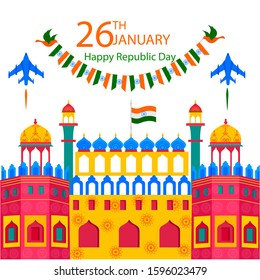 Tricolor background for 26th January Happy Republic Day of India. Vector illustration