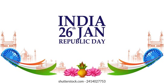 Tricolor background for 26th January Happy Republic Day of India Freedom Sale and Promotion. Vector illustration