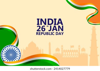 Tricolor background for 26th January Happy Republic Day of India Freedom Sale and Promotion. Vector illustration