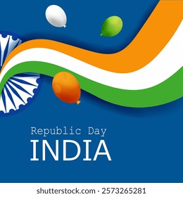 Tricolor background for 26th January Happy Republic Day of India Freedom Sale and Promotion. Vector illustration