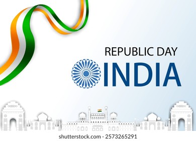 Tricolor background for 26th January Happy Republic Day of India Freedom Sale and Promotion. Vector illustration