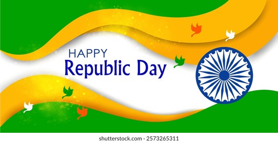 Tricolor background for 26th January Happy Republic Day of India Freedom Sale and Promotion. Vector illustration