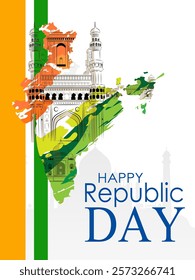 Tricolor background for 26th January Happy Republic Day of India Freedom Sale and Promotion. Vector illustration