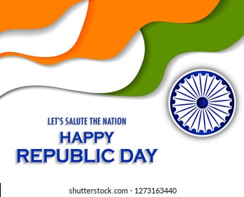 Tricolor background for26th January Happy Republic Day of India. Vector illustration