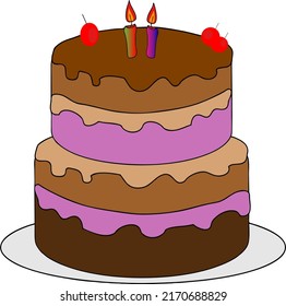 tricolor birthday cake vector and candles