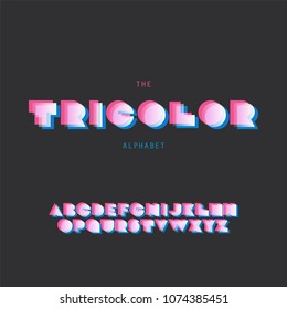 "Tricolor" Bold Font Set - Vector Design - Retro Style Typography