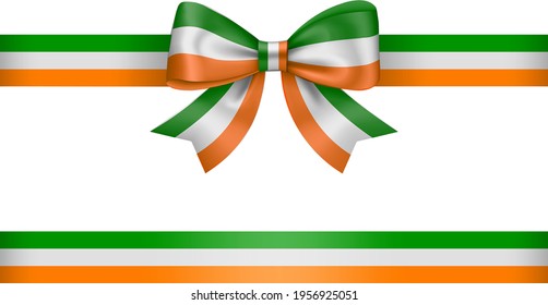 tricolor bow and ribbon. green, white and orange  bow with ribbon. irish flag colors