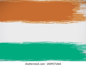 Tricolor brush strokes with the Indian flag colors: saffron and green over white background.