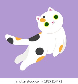 tricolor cat. calico cat. stock vector illustration with a kitten bringing good luck.